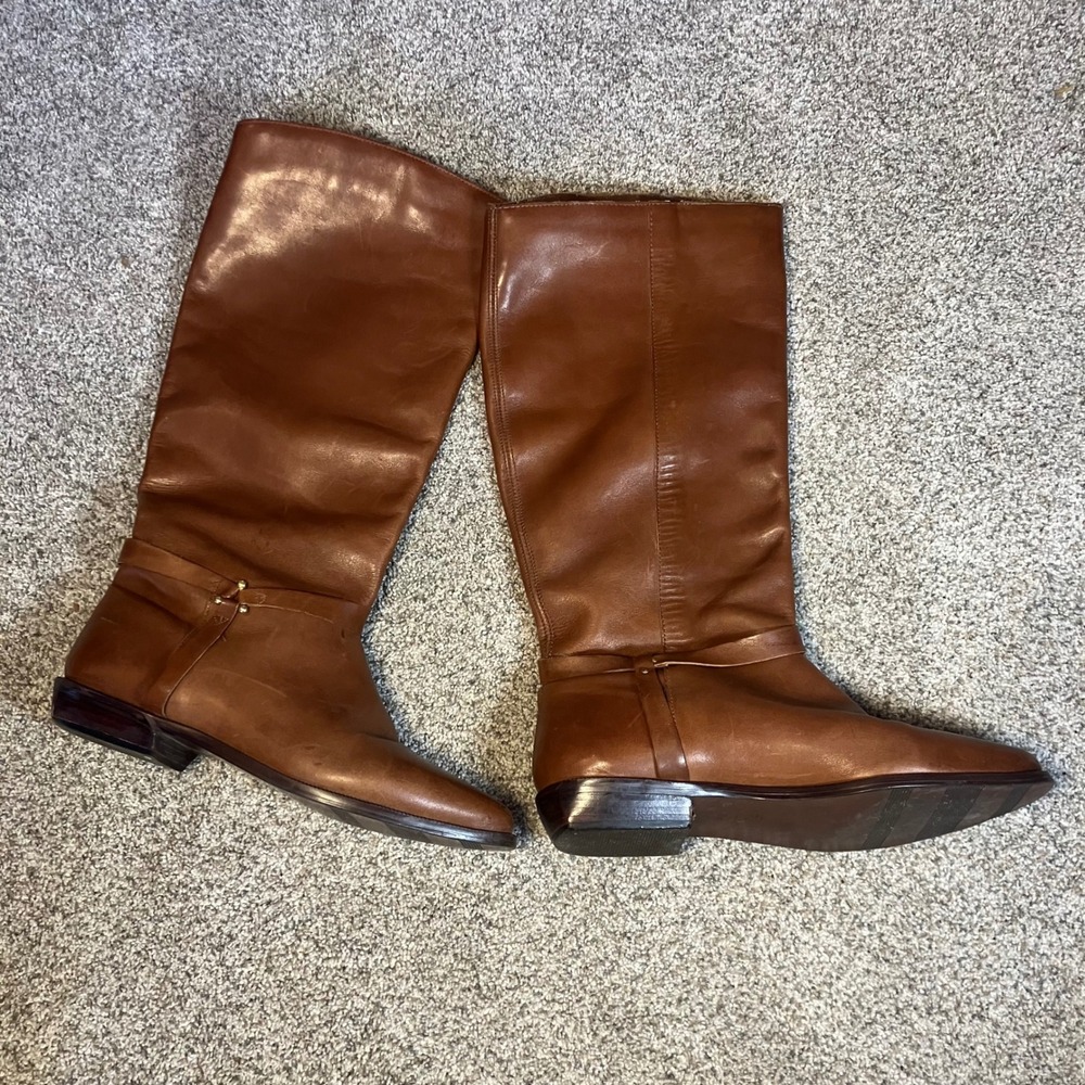 Brown Leather Riding Boots Tall Equestrian Cognac Women 7M Made in Uruguay BOHO‎